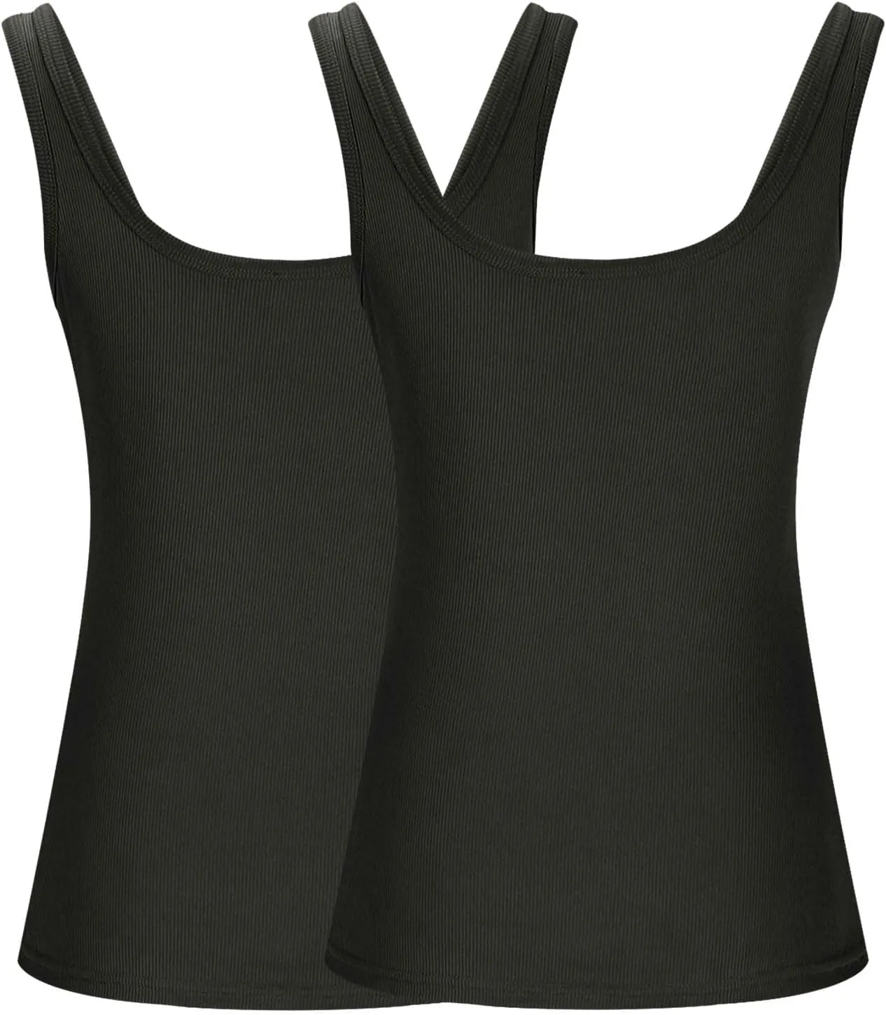 2 Pack Plus Size Ribbed Tank Tops for Women, U Scoop Neck Workout Basic Sleeveless T-Shirt Summer Casual Sexy Tanks
