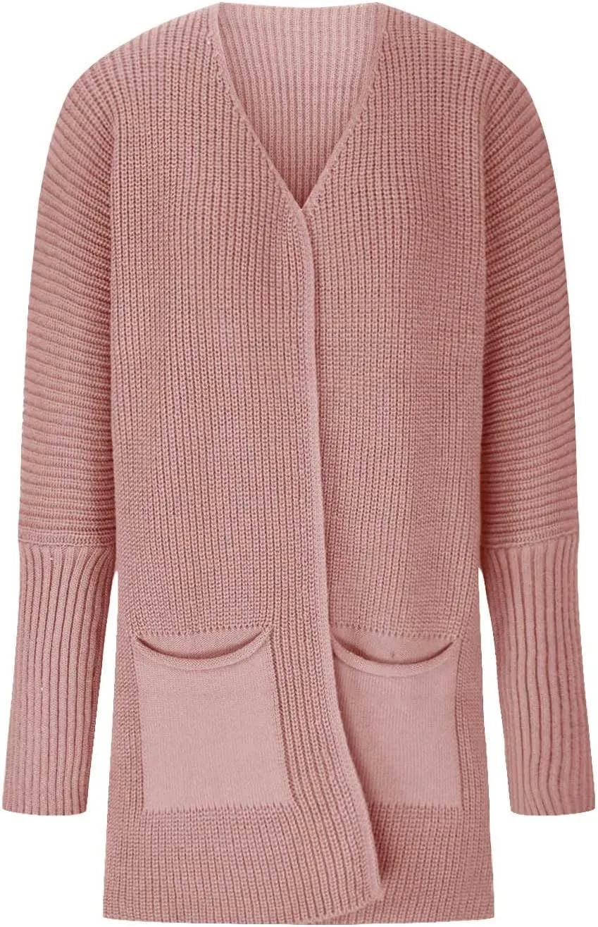 2023 Fall Casual Cardigan Sweaters for Women Long Sleeve Full Zipper Oversized Chunky Knit Cardigans Jacket Coat
