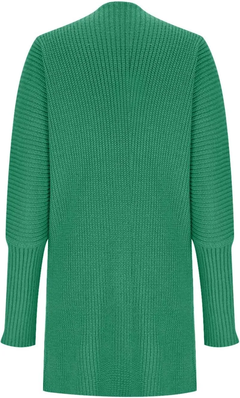 2023 Fall Casual Cardigan Sweaters for Women Long Sleeve Full Zipper Oversized Chunky Knit Cardigans Jacket Coat