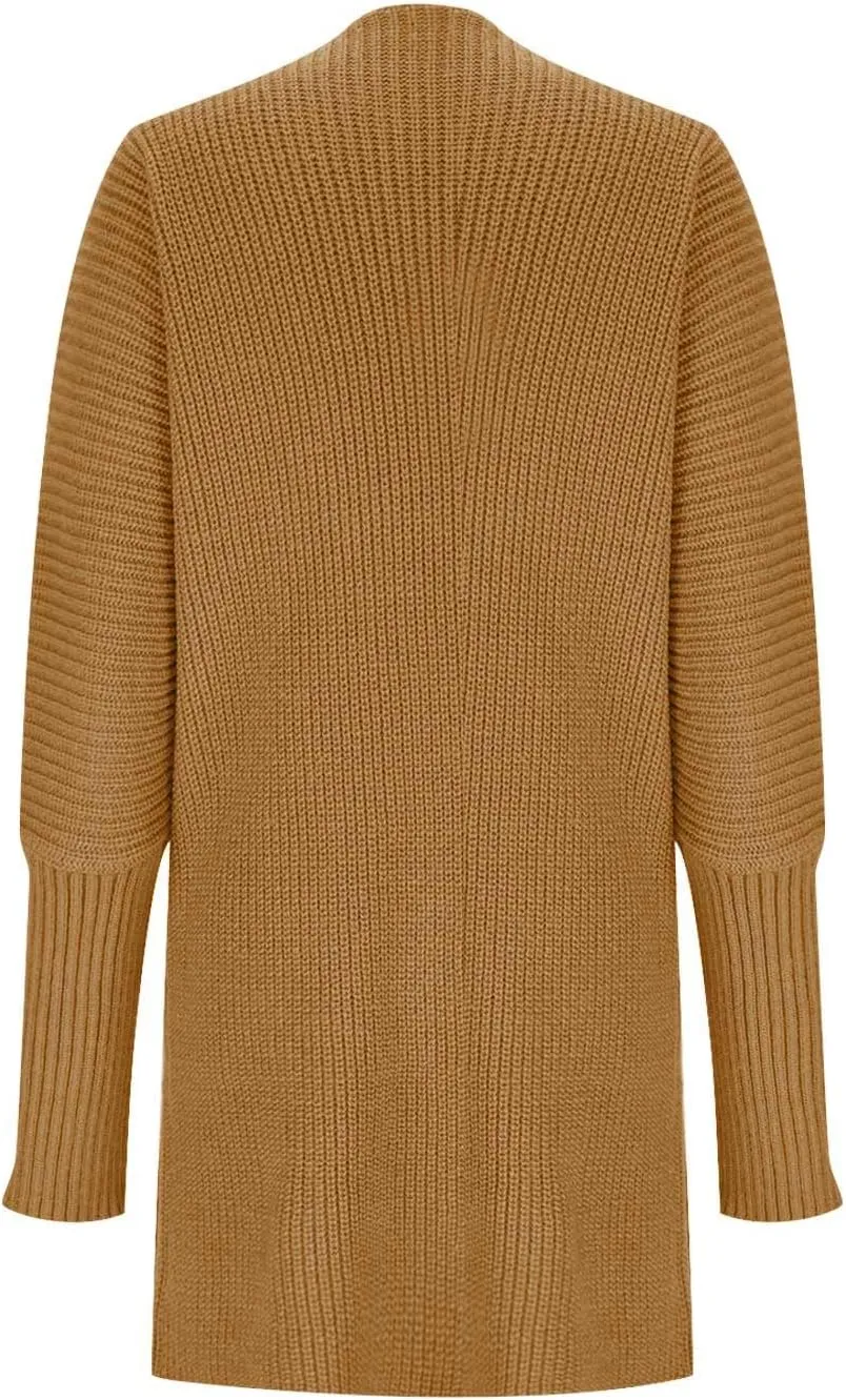 2023 Fall Casual Cardigan Sweaters for Women Long Sleeve Full Zipper Oversized Chunky Knit Cardigans Jacket Coat