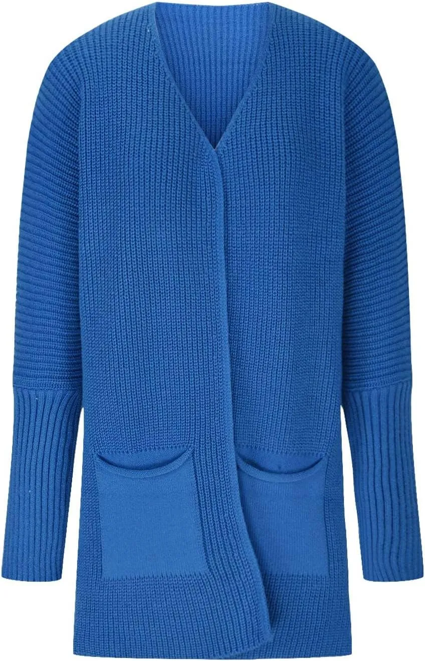 2023 Fall Casual Cardigan Sweaters for Women Long Sleeve Full Zipper Oversized Chunky Knit Cardigans Jacket Coat
