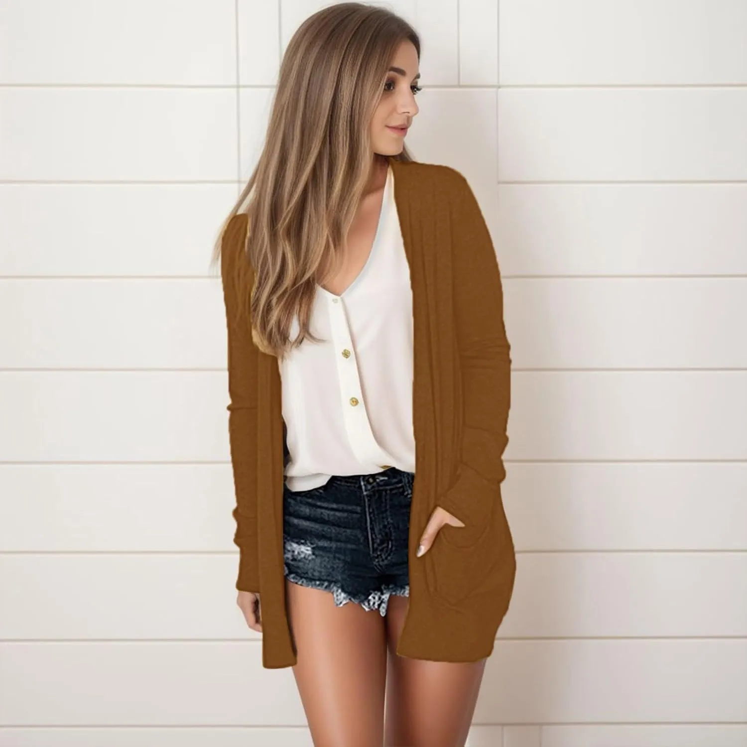 2023 Lightweight Cardigans for Women Summer Drape Business Casual Open Front Cardigans Sweater Fall Long Sleeve Coat Jakets