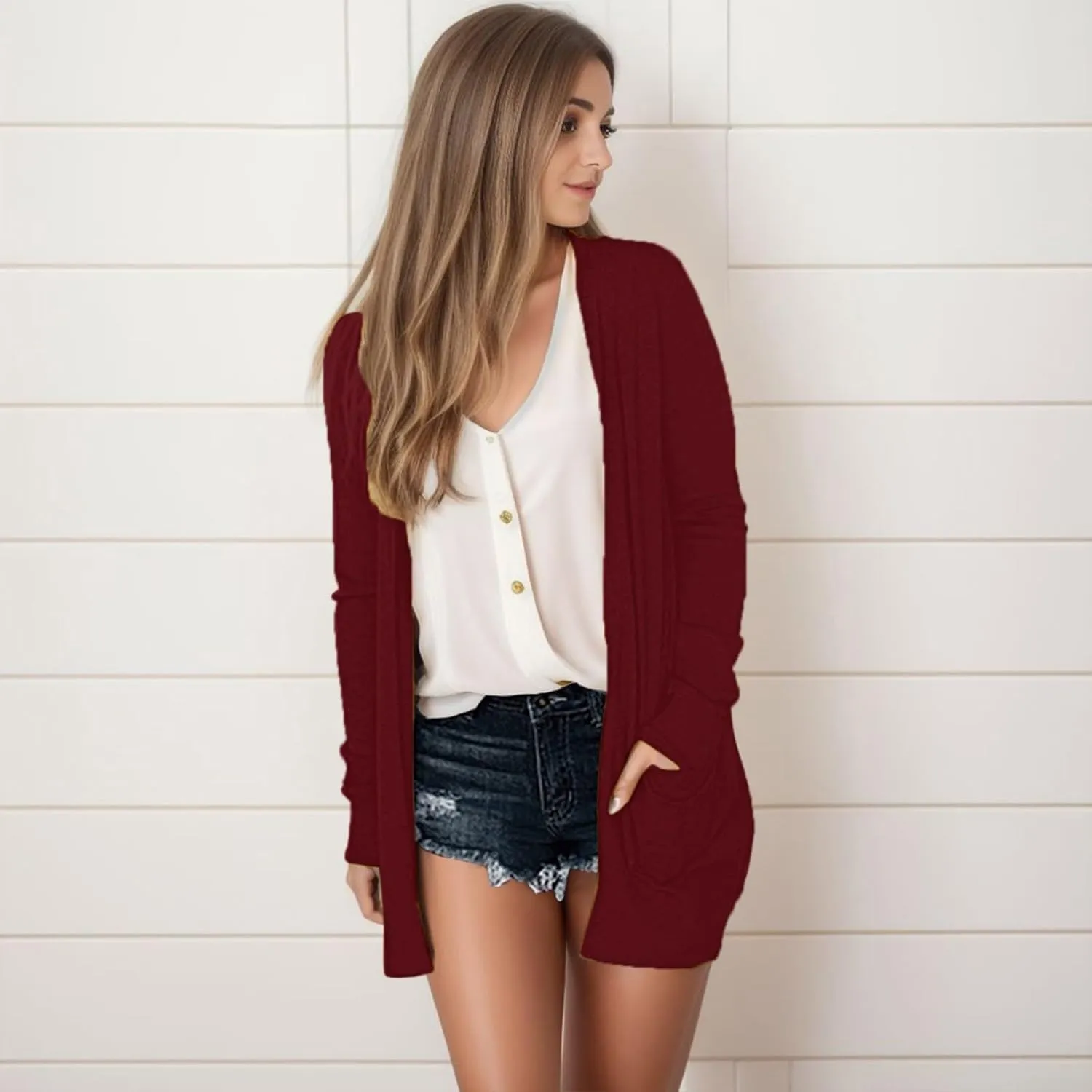 2023 Lightweight Cardigans for Women Summer Drape Business Casual Open Front Cardigans Sweater Fall Long Sleeve Coat Jakets