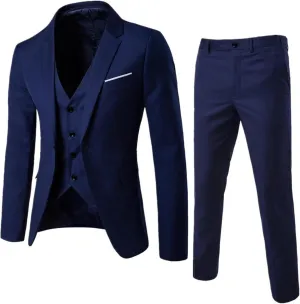 3 Piece Mens Suits Classic Fit Mens Suit Single Breasted Jacket,Vest and Pant Sets for Wedding Prom Party Suit