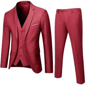 3 Piece Mens Suits Classic Fit Mens Suit Single Breasted Jacket,Vest and Pant Sets for Wedding Prom Party Suit