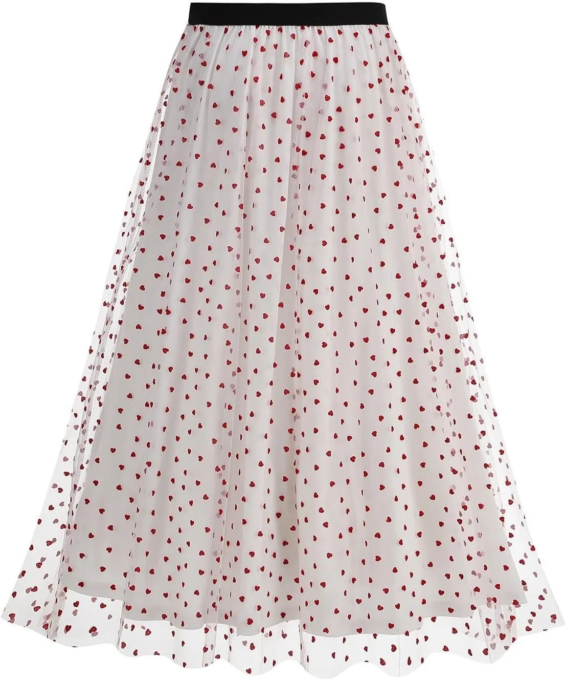 A Line Skirts for Women Mesh Midi Flowy Skirts Elastic Waist Elegant Tulle Fairy Skirts Layered Wedding Guest Skirts
