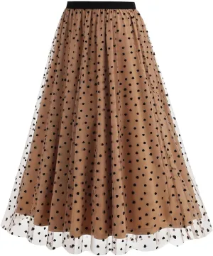 A Line Skirts for Women Mesh Midi Flowy Skirts Elastic Waist Elegant Tulle Fairy Skirts Layered Wedding Guest Skirts