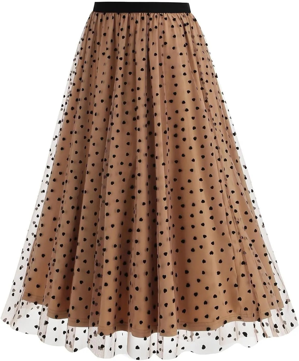 A Line Skirts for Women Mesh Midi Flowy Skirts Elastic Waist Elegant Tulle Fairy Skirts Layered Wedding Guest Skirts