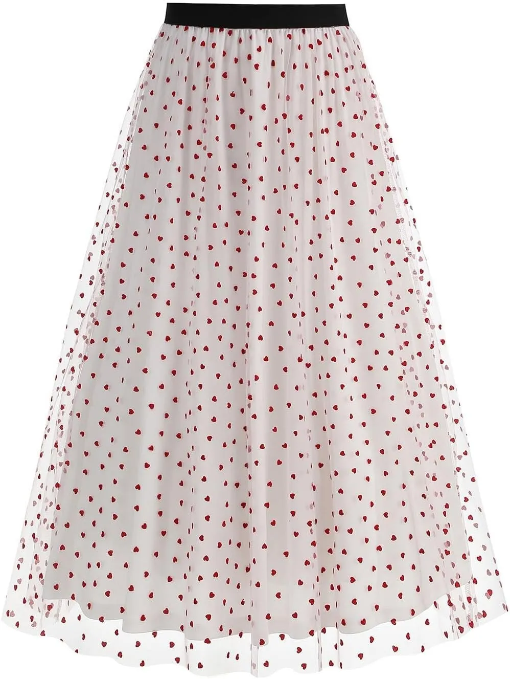 A Line Skirts for Women Mesh Midi Flowy Skirts Elastic Waist Elegant Tulle Fairy Skirts Layered Wedding Guest Skirts