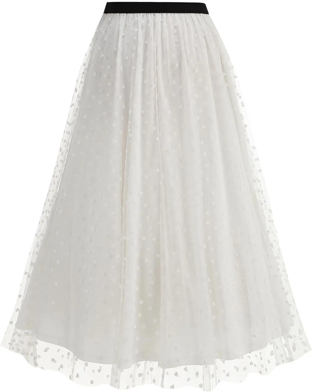 A Line Skirts for Women Mesh Midi Flowy Skirts Elastic Waist Elegant Tulle Fairy Skirts Layered Wedding Guest Skirts