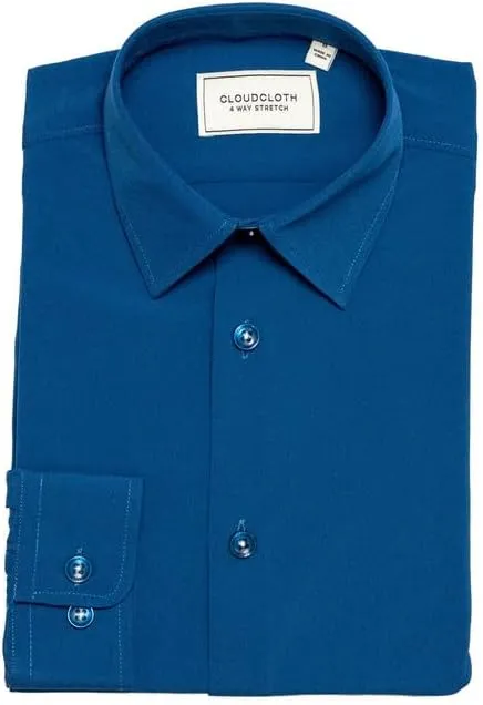 Adam Baker Boy's Regular Fit 4-Way Stretch Long Sleeve Solid Dress Shirt - Colors