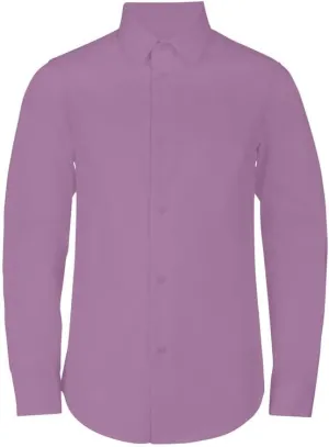 Adam Baker Boy's Regular Fit 4-Way Stretch Long Sleeve Solid Dress Shirt - Colors