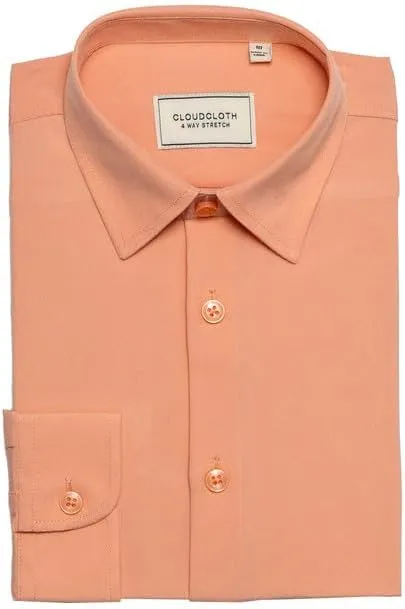 Adam Baker Boy's Regular Fit 4-Way Stretch Long Sleeve Solid Dress Shirt - Colors