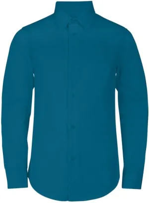 Adam Baker Boy's Regular Fit 4-Way Stretch Long Sleeve Solid Dress Shirt - Colors