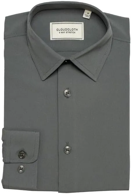 Adam Baker Boy's Regular Fit 4-Way Stretch Long Sleeve Solid Dress Shirt - Colors