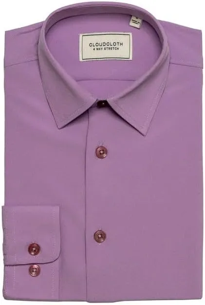 Adam Baker Boy's Regular Fit 4-Way Stretch Long Sleeve Solid Dress Shirt - Colors