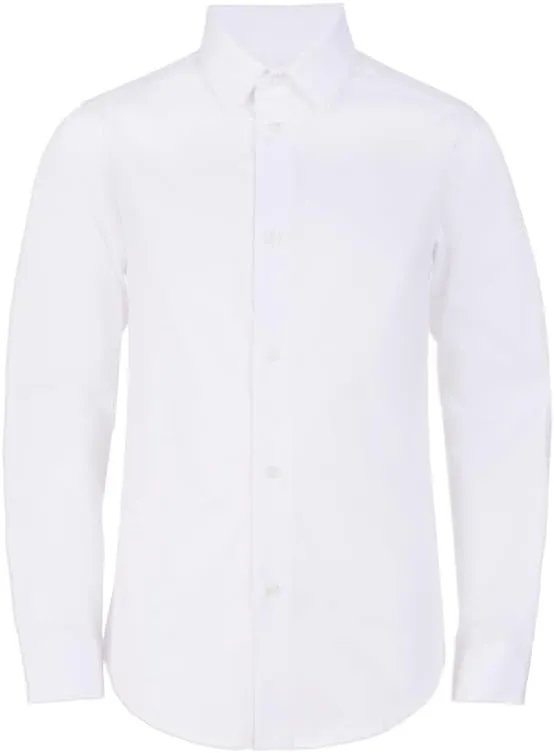 Adam Baker Boy's Slim Fit 4-Way Stretch Long Sleeve Solid Dress Shirt - Colors