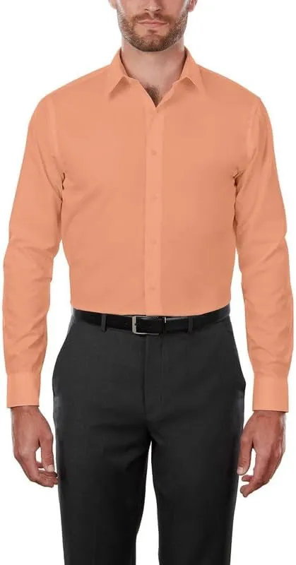 Adam Baker Men's 4-Way Stretch Slim Fit Long Sleeve Solid Dress Shirt - Colors