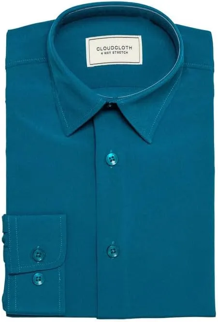 Adam Baker Men's 4-Way Stretch Slim Fit Long Sleeve Solid Dress Shirt - Colors