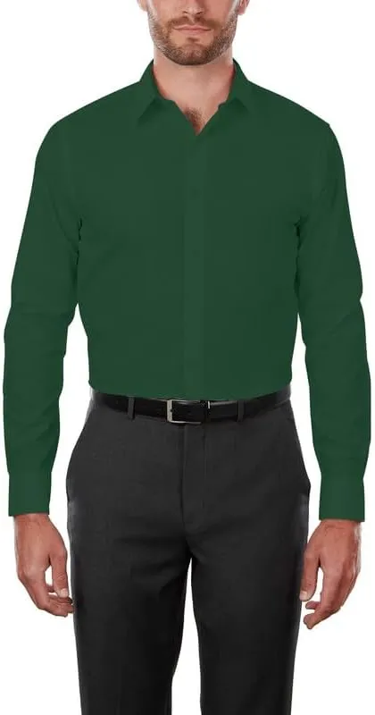 Adam Baker Men's 4-Way Stretch Slim Fit Long Sleeve Solid Dress Shirt - Colors