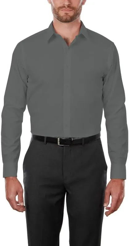 Adam Baker Men's 4-Way Stretch Slim Fit Long Sleeve Solid Dress Shirt - Colors