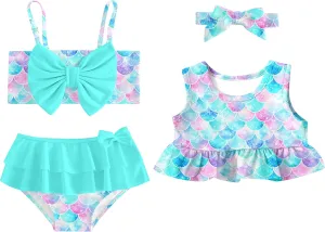 Ahegao 6M-3T Baby Girls Swimsuits for Toddlers Kids 3pcs Bathing Suits Bikini