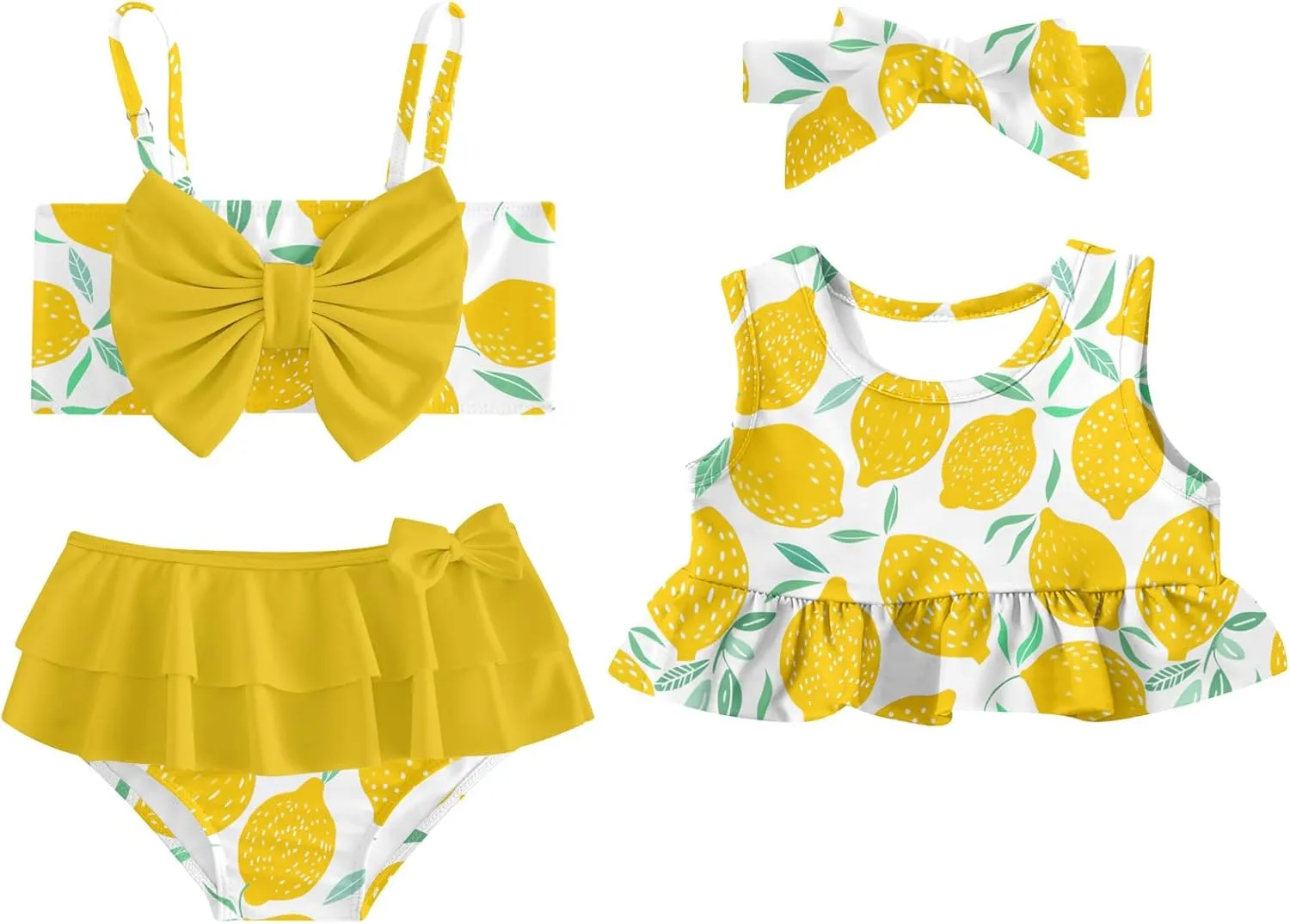 Ahegao 6M-3T Baby Girls Swimsuits for Toddlers Kids 3pcs Bathing Suits Bikini
