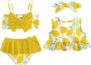 Ahegao 6M-3T Baby Girls Swimsuits for Toddlers Kids 3pcs Bathing Suits Bikini