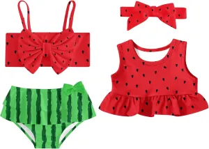 Ahegao 6M-3T Baby Girls Swimsuits for Toddlers Kids 3pcs Bathing Suits Bikini