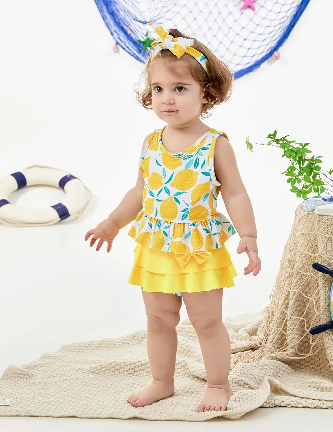 Ahegao 6M-3T Baby Girls Swimsuits for Toddlers Kids 3pcs Bathing Suits Bikini