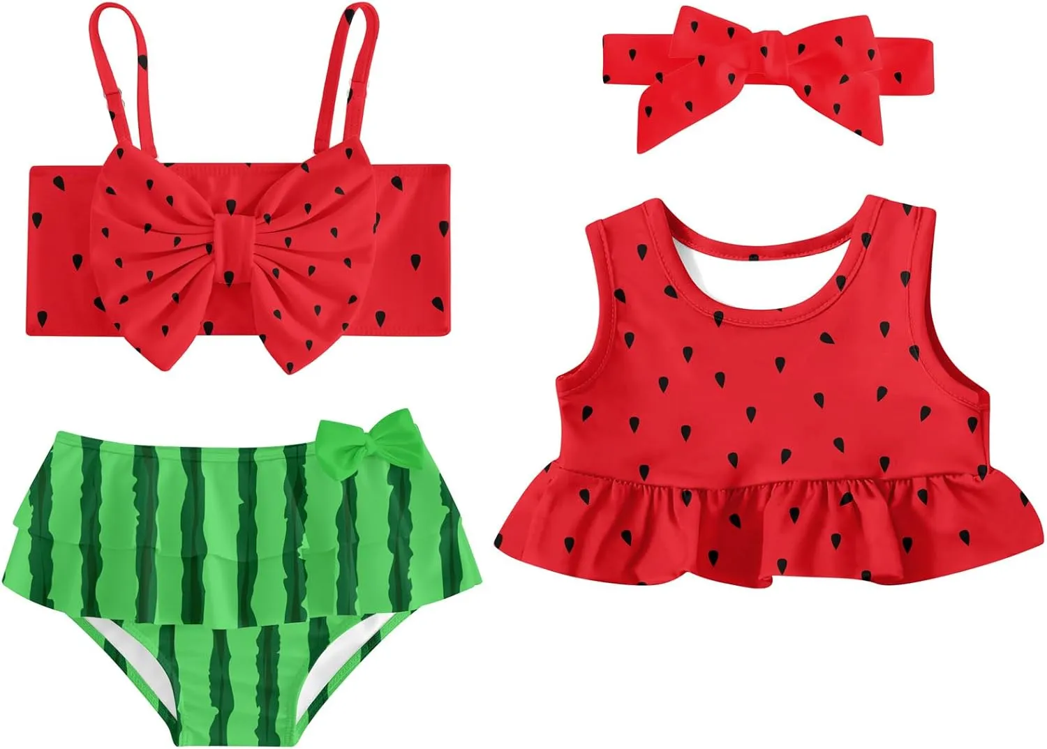 Ahegao 6M-3T Baby Girls Swimsuits for Toddlers Kids 3pcs Bathing Suits Bikini
