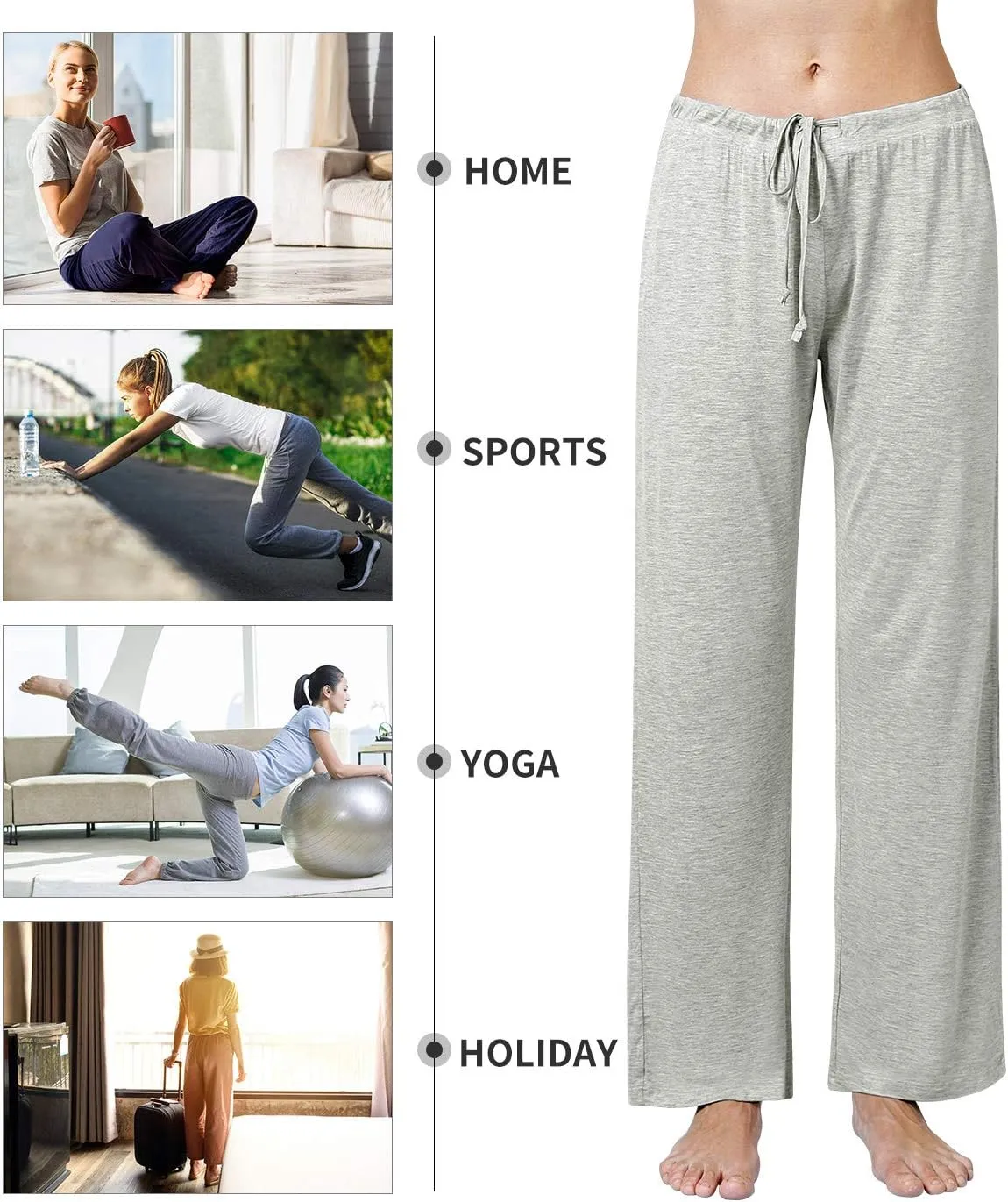 Air Curvey Casual Womens Pants Soft Lounge Pants Sleep Pajama Bottoms With Pocket