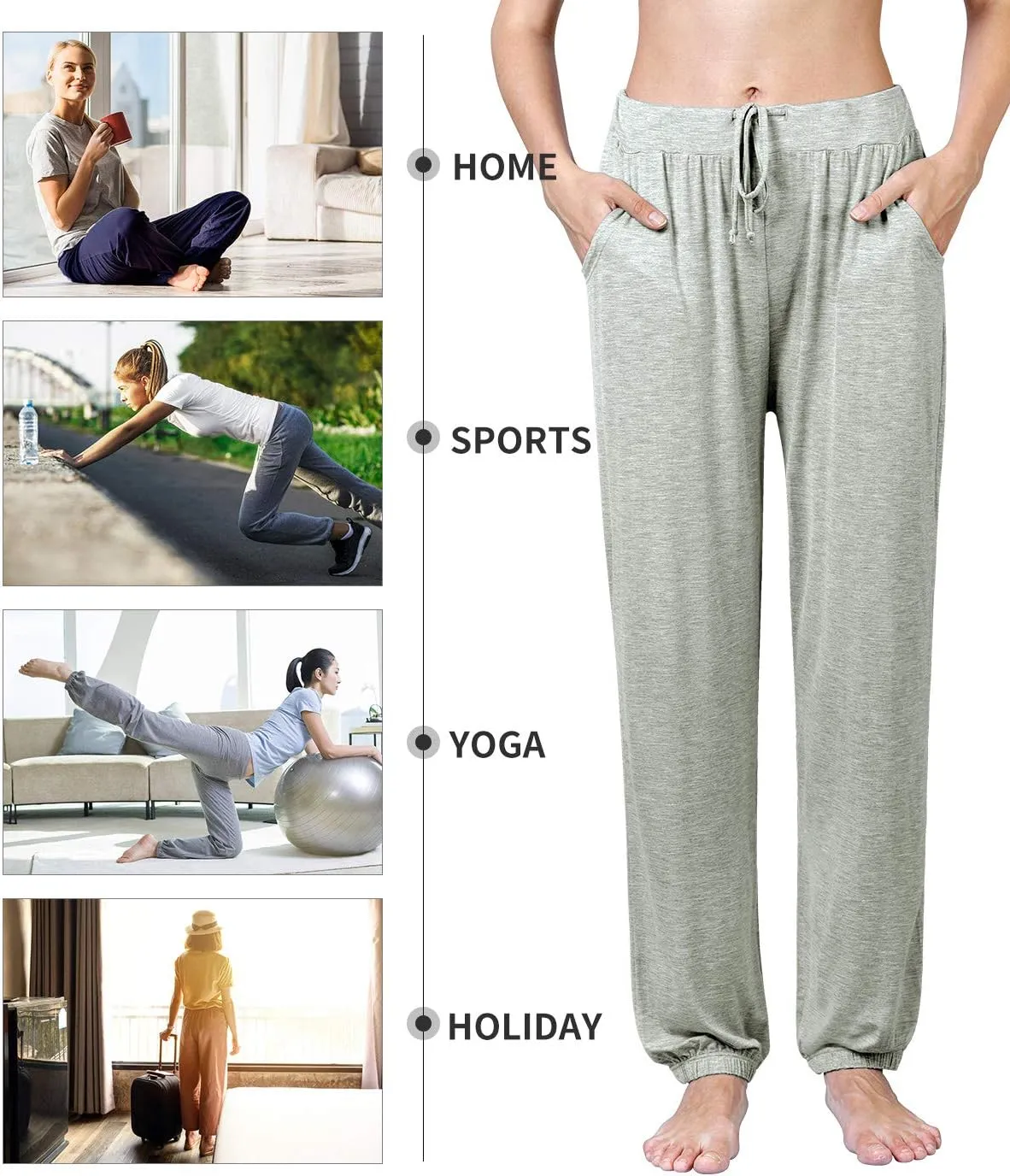 Air Curvey Casual Womens Pants Soft Lounge Pants Sleep Pajama Bottoms With Pocket