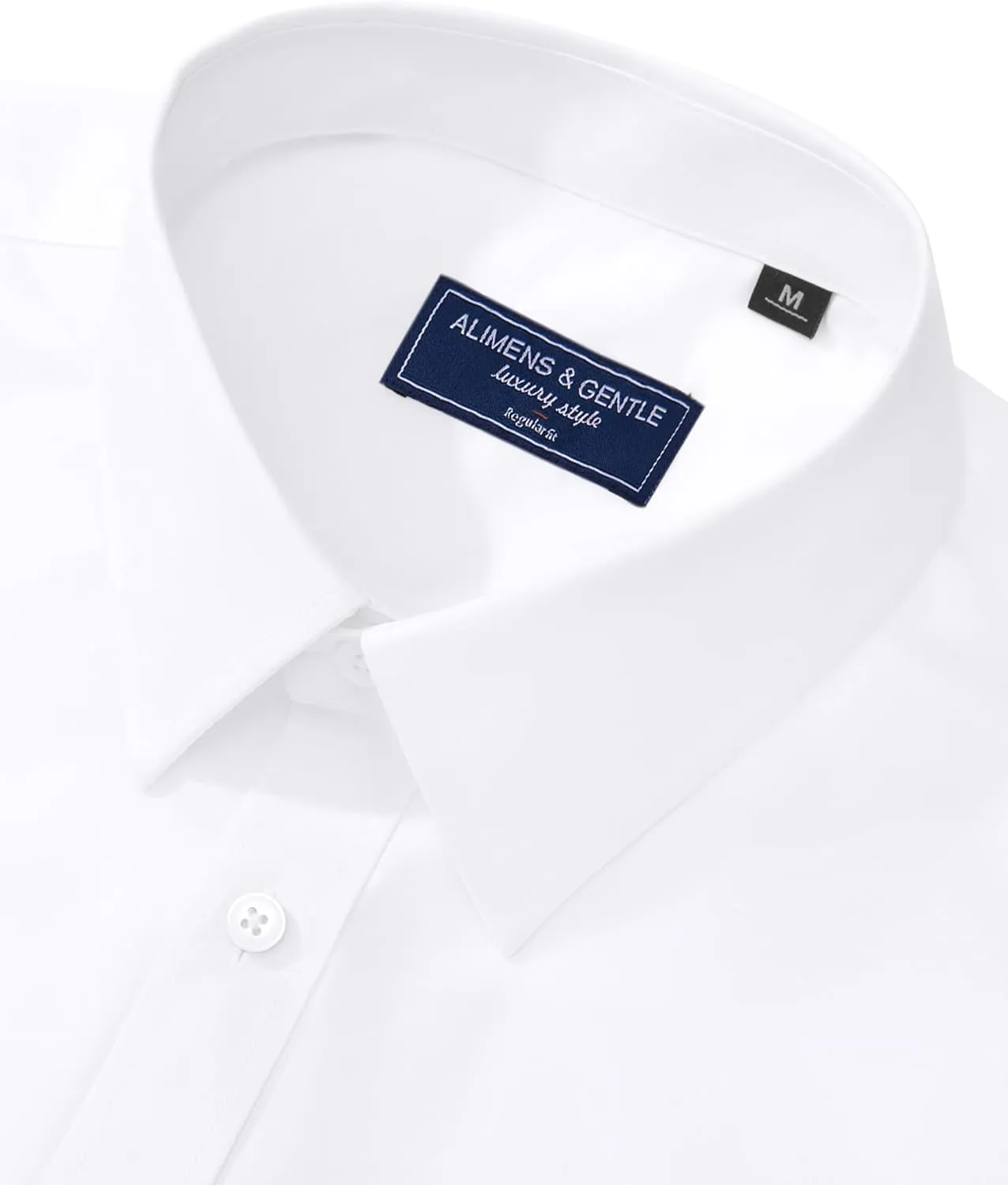 Alimens & Gentle Men's Dress Shirt Regular Fit Stretch Stain Shield Long Sleeve Solid Business Wedding Button Down Shirts