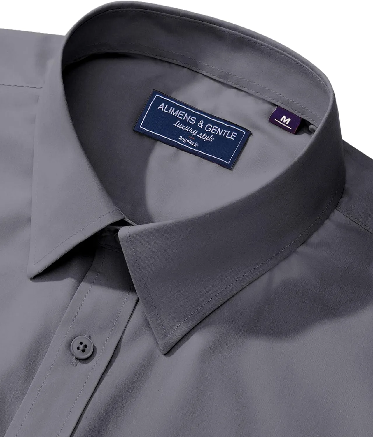 Alimens & Gentle Men's Dress Shirt Regular Fit Stretch Stain Shield Long Sleeve Solid Business Wedding Button Down Shirts