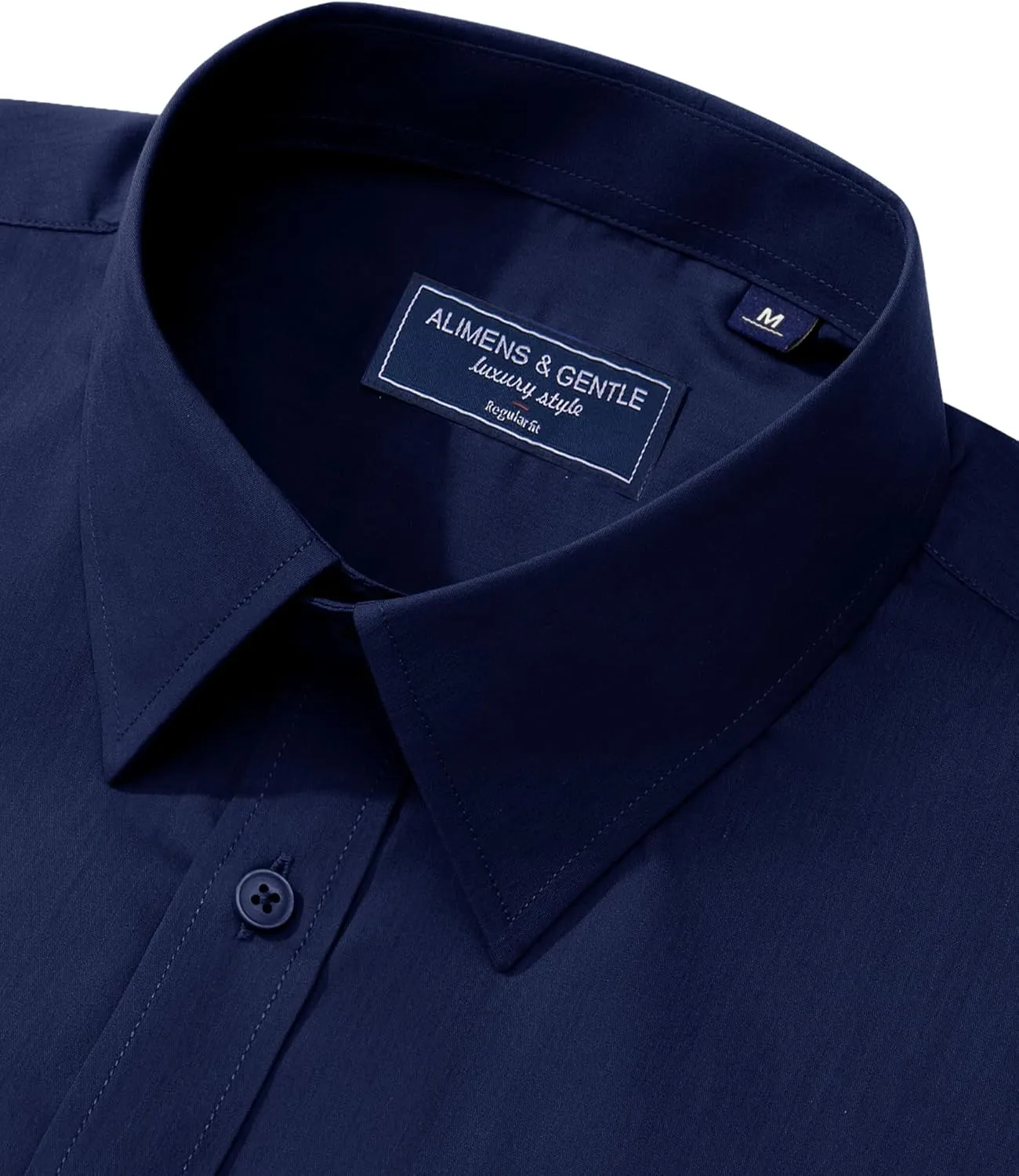Alimens & Gentle Men's Dress Shirt Regular Fit Stretch Stain Shield Long Sleeve Solid Business Wedding Button Down Shirts