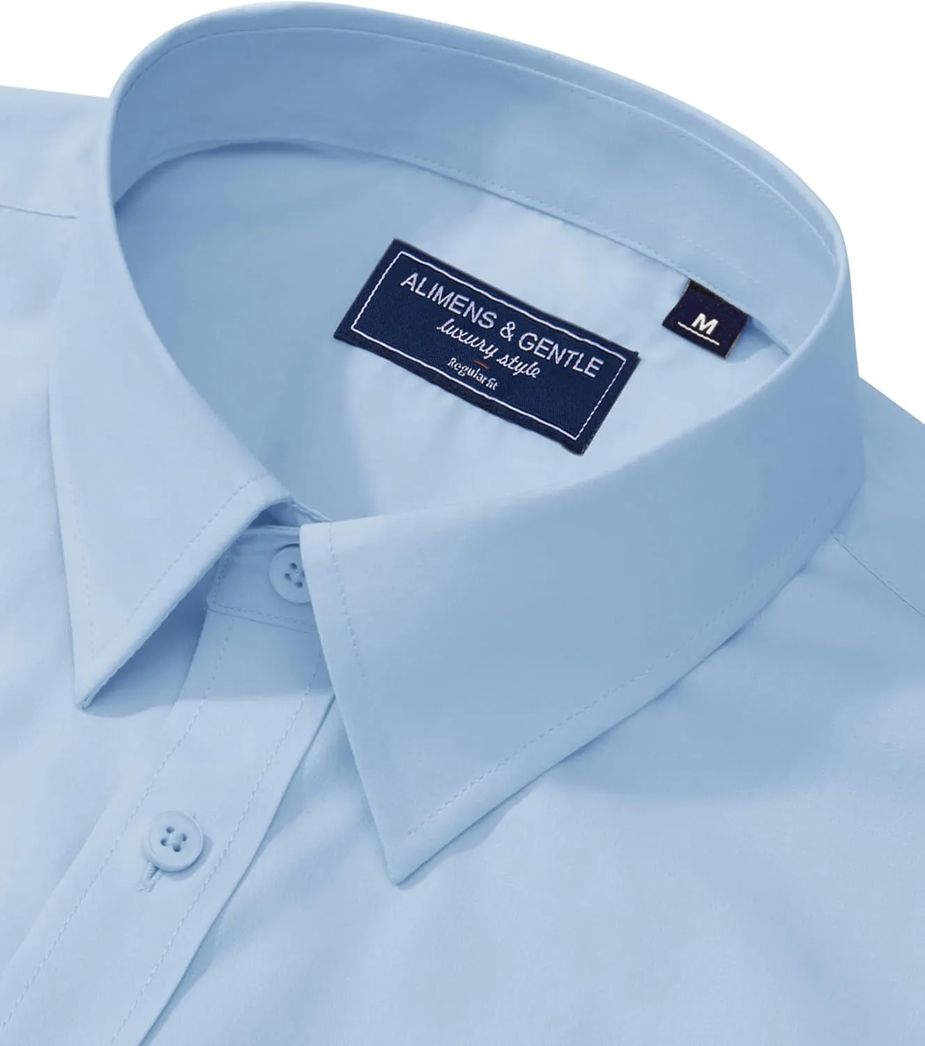 Alimens & Gentle Men's Dress Shirt Regular Fit Stretch Stain Shield Long Sleeve Solid Business Wedding Button Down Shirts