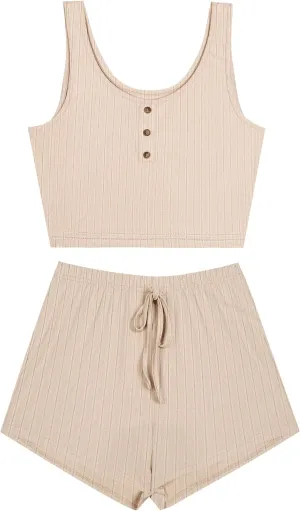 Avanova Womens Cute 2 Piece Tank Top Shorts Pajama Sets Sleepwear Loungewear
