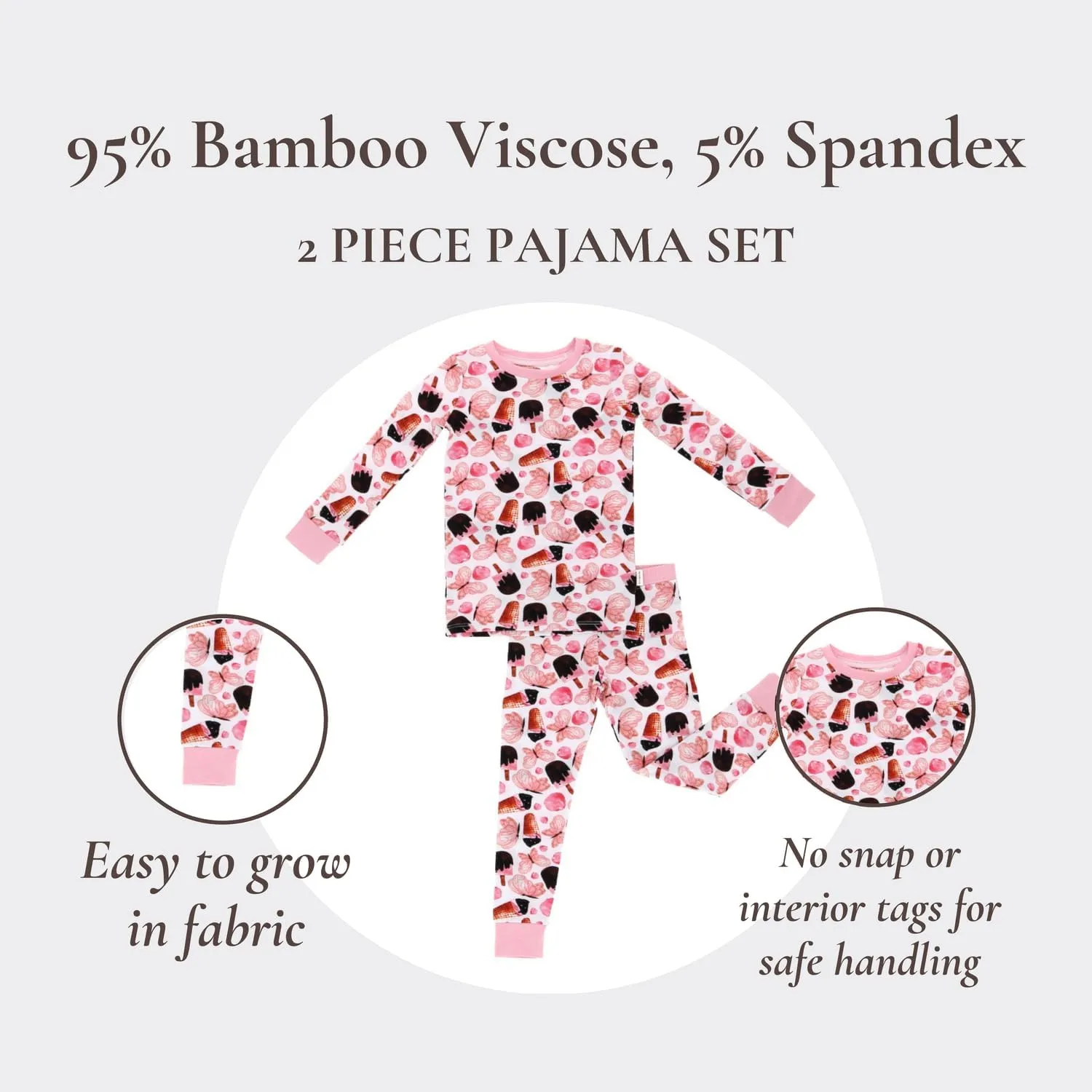 Bamboo Baby Pajamas - Long Sleeve Onesie Soft, Breathable, Stretchable Toddler Pajamas 95% Bamboo Viscose Kids PJs