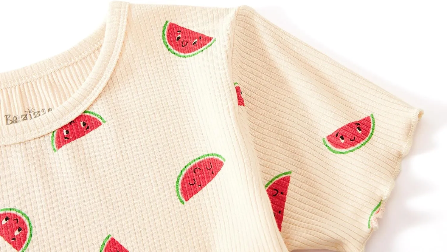 Beezizac Toddler & Little Girls Pajamas Cute Ditsy Floral/Strawberry Fruit Tee & Pants PJ Spring Set Kid Size 2T- 10