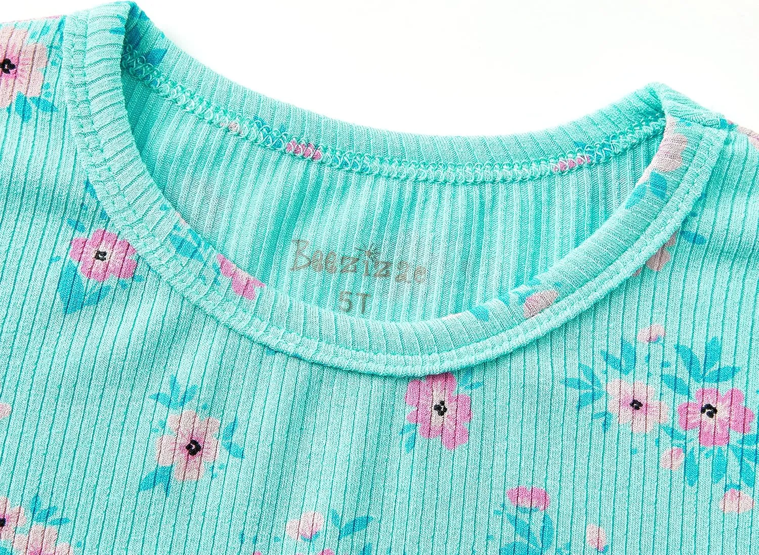Beezizac Toddler & Little Girls Pajamas Cute Ditsy Floral/Strawberry Fruit Tee & Pants PJ Spring Set Kid Size 2T- 10