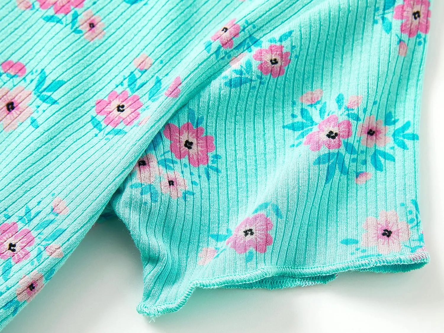 Beezizac Toddler & Little Girls Pajamas Cute Ditsy Floral/Strawberry Fruit Tee & Pants PJ Spring Set Kid Size 2T- 10