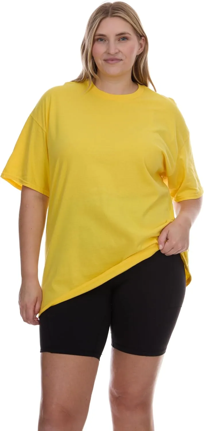 BILLIONHATS 6 Pack of Womens Oversized Cotton T-Shirts, Crew Neck Short Sleeve Baggy Loose Tops Oversize Tees