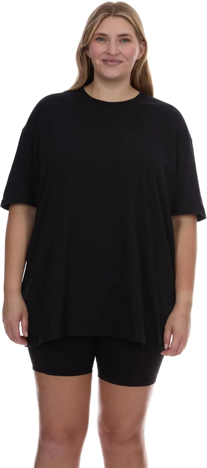 BILLIONHATS Womens Oversized Cotton T-Shirts, Crew Neck Short Sleeve Baggy Loose Tops Oversize Tees