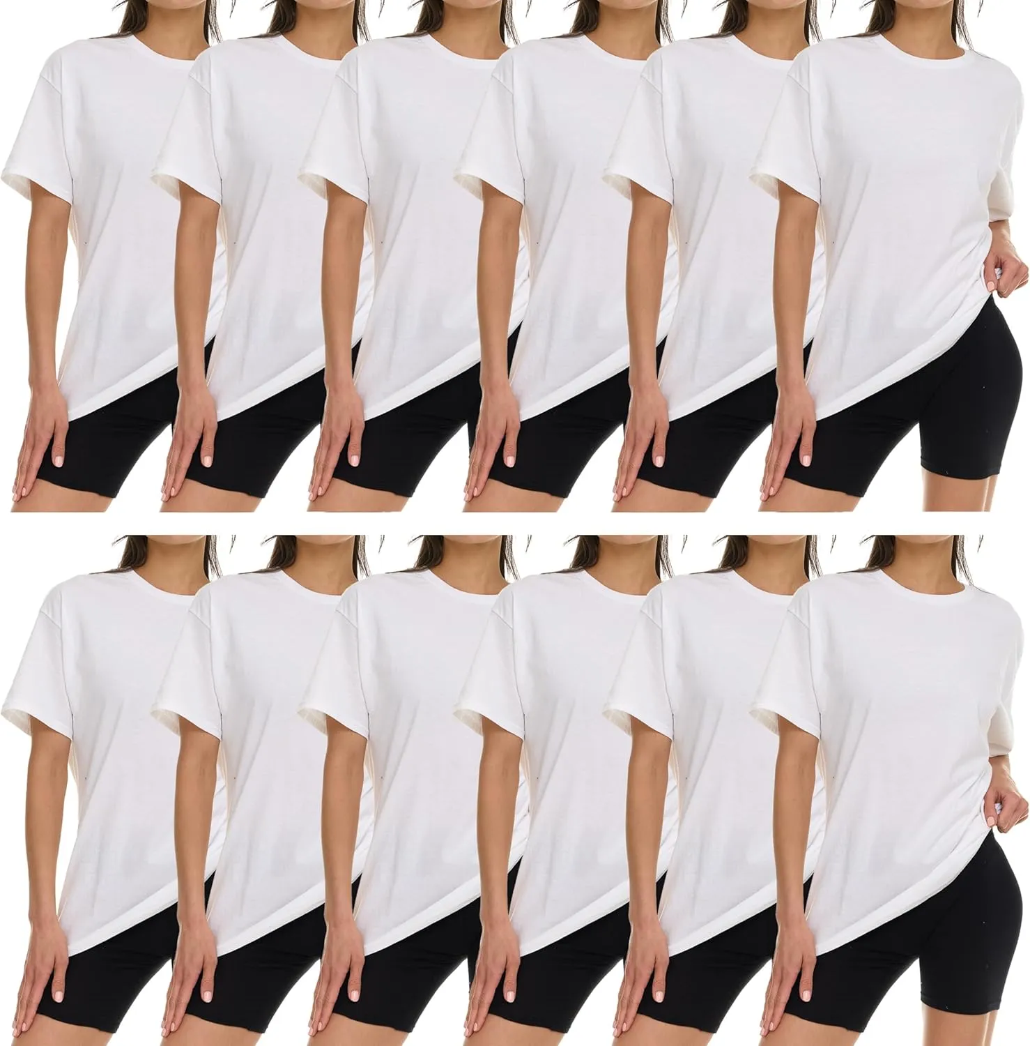 BILLIONHATS Womens Oversized Cotton T-Shirts, Crew Neck Short Sleeve Baggy Loose Tops Oversize Tees