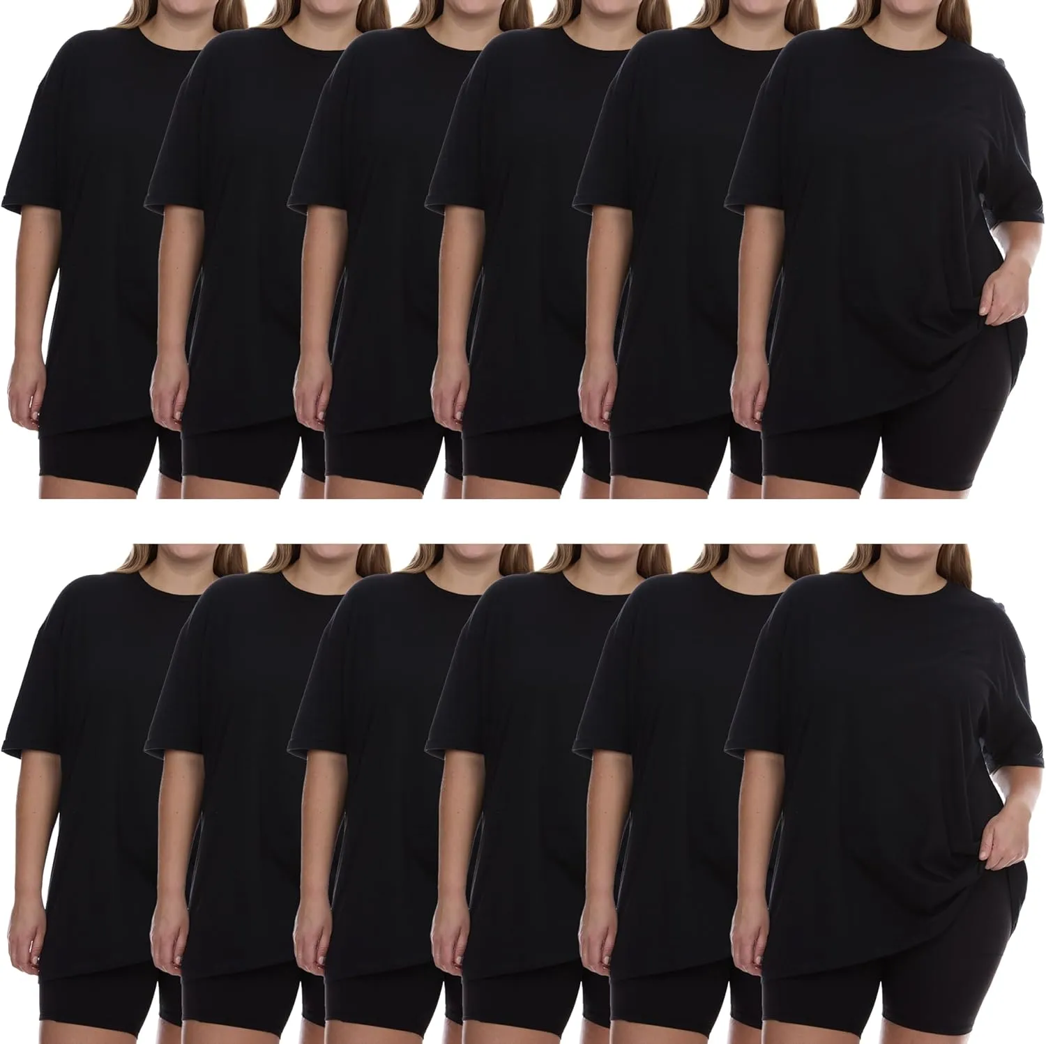 BILLIONHATS Womens Oversized Cotton T-Shirts, Crew Neck Short Sleeve Baggy Loose Tops Oversize Tees