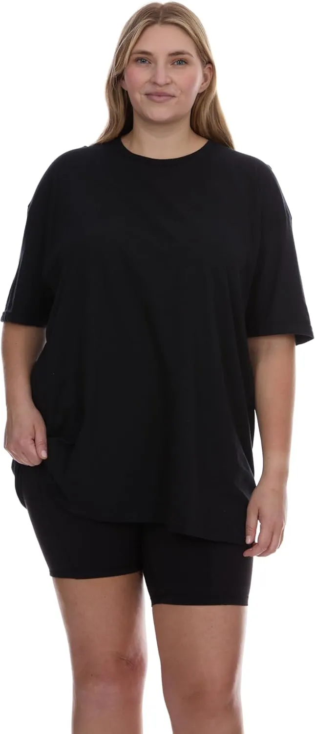 BILLIONHATS Womens Oversized Cotton T-Shirts, Crew Neck Short Sleeve Baggy Loose Tops Oversize Tees