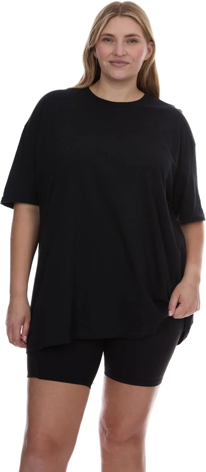 BILLIONHATS Womens Oversized Cotton T-Shirts, Crew Neck Short Sleeve Baggy Loose Tops Oversize Tees