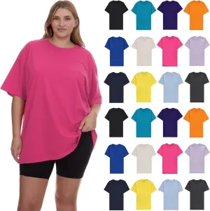 BILLIONHATS Womens Oversized Cotton T-Shirts, Crew Neck Short Sleeve Baggy Loose Tops Oversize Tees