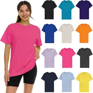 BILLIONHATS Womens Oversized Cotton T-Shirts, Crew Neck Short Sleeve Baggy Loose Tops Oversize Tees
